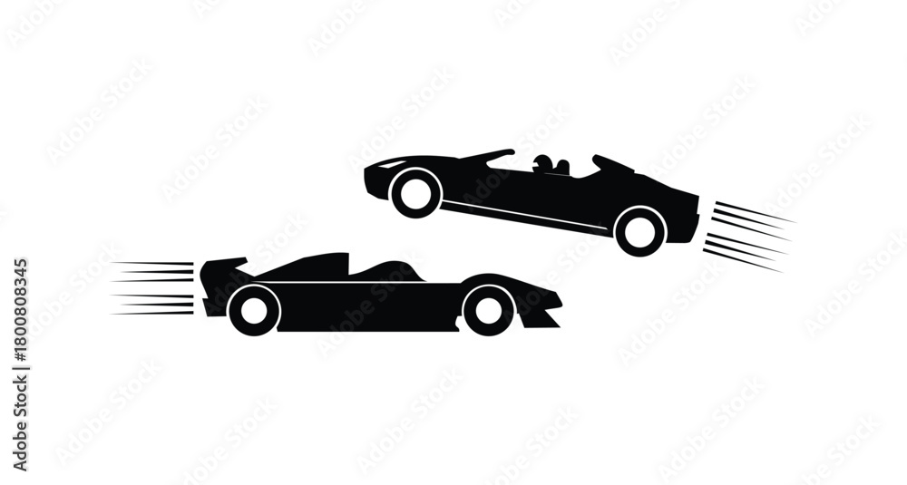 Naklejka premium racing car vector icon silhouette, car chase illustration