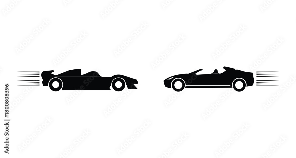 Obraz premium two cars colliding, vector silhouette.