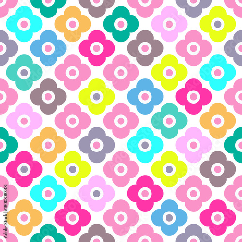 Multicolored rustic flower pattern on white
