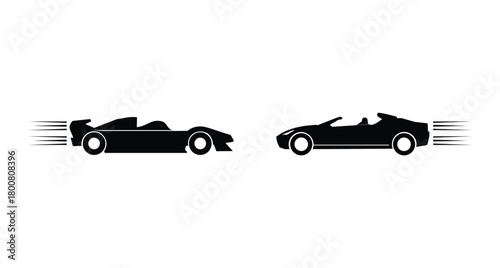 two cars colliding, vector silhouette.