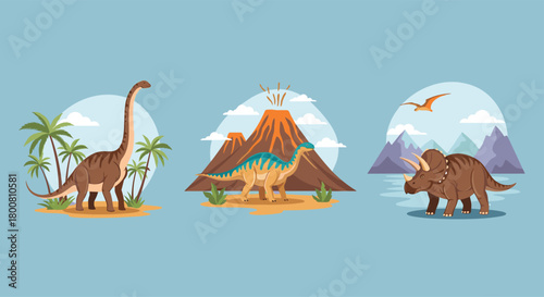 Discover the incredible world of prehistoric creatures and ancient landscapes featuring majestic dinosaurs roaming through vibrant jungles and volcanic terrains.