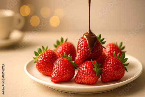 Fresh Strawberries with Chocolate Drizzle ,Generative ai