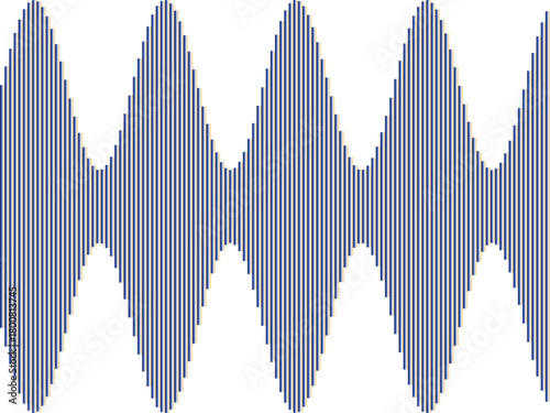 Abstract blue sound wave pattern graphic representing frequency, amplitude, and digital audio visualization on white background