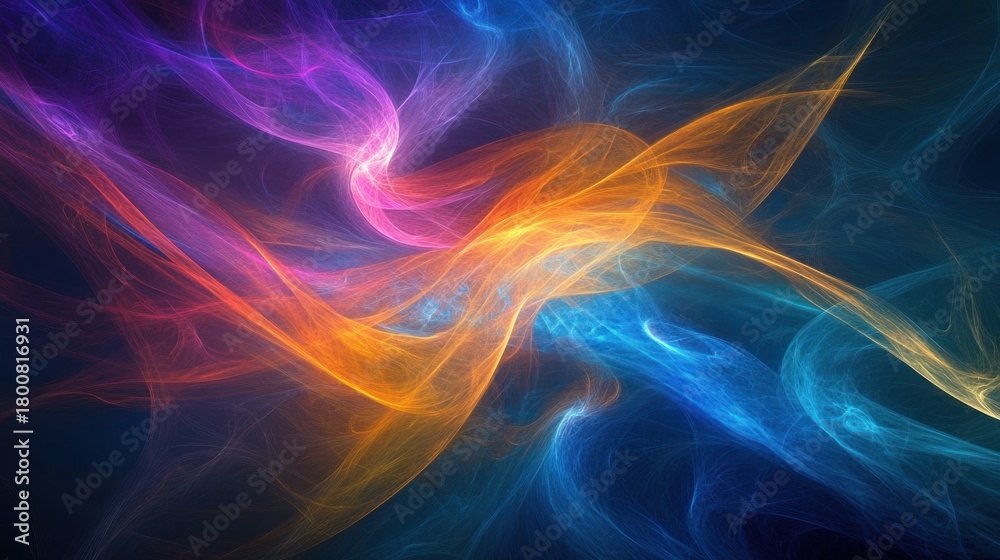 Fototapeta premium Intersecting beams of colored light forming a complex, shifting geometric pattern, symbolizing dynamic regulations, dark abstract environment