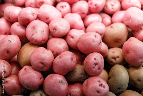 red potatoes in a market