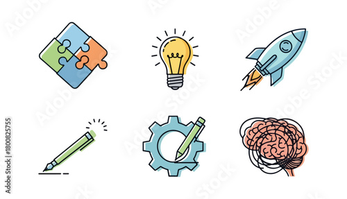 Conceptual icons brainstorming ideas and innovation