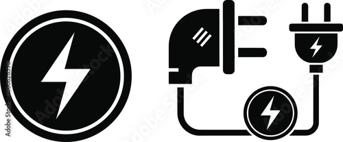 AI Concept, Three Variations, Isolated on White, Abstract Black Line Art Style