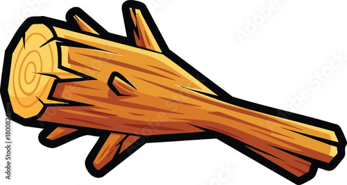 Primitive Wooden Club Weapon With Spikes and Rough Texture Isolated On White