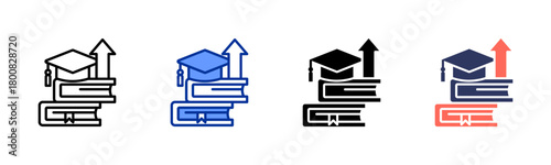 Higher Education icon set multiple style collection