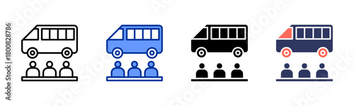 Public Transport icon set multiple style collection