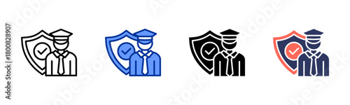 Security Guard icon set multiple style collection