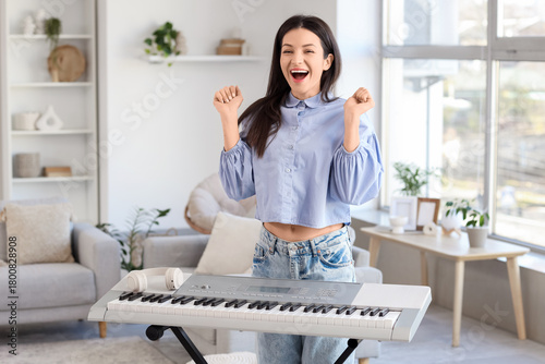 Happy young woman with synt...