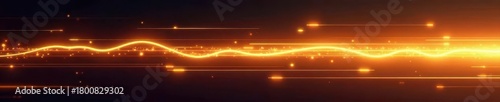Fast horizontal golden light streaks, glowing trails Speed lines effect , flare, illustration, particle