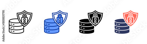 Data Security icon set multiple style collection