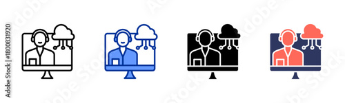 It Support Team icon set multiple style collection