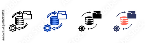 Data Backup Service icon set multiple style collection