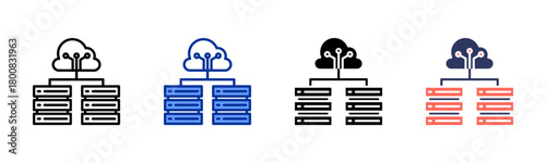 Virtualization Server icon set multiple style collection