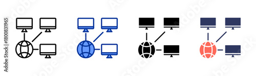 Remote Access Connection icon set multiple style collection