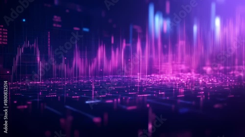Abstract Technology Digital Background with Glowing Lights and Data Visualization