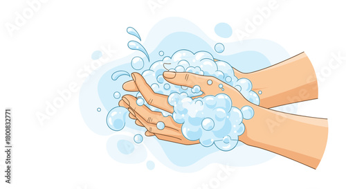 Thoroughly washing hands with soap and water for effective hygiene and germ prevention.