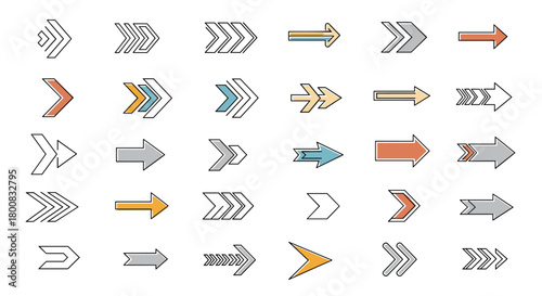 A collection of diverse arrow icons with various designs and styles.