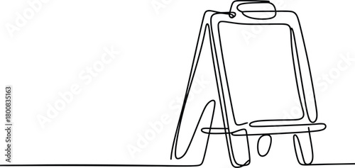 Sandwich Board One Line Art  Minimal Advertising Easel Stand Vector Illustration