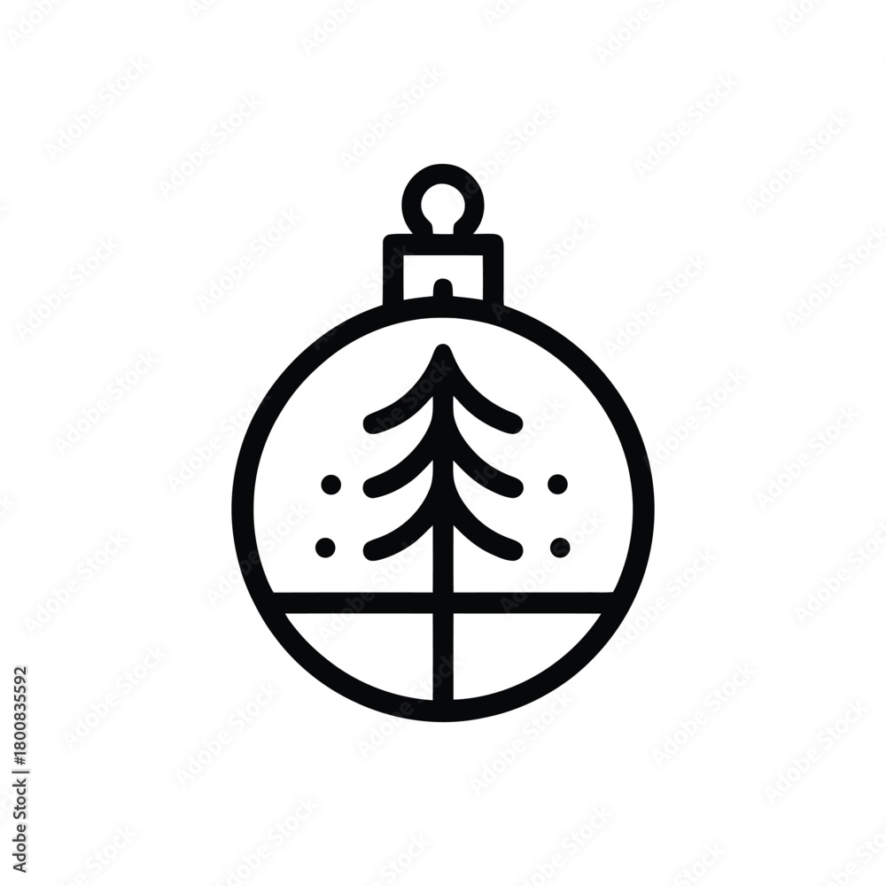 Fototapeta premium Christmas tree decoration in line art