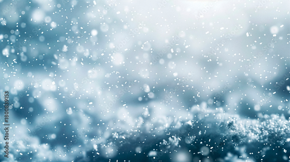 Fototapeta premium pure white snowy bokeh background, soft floating snow particles