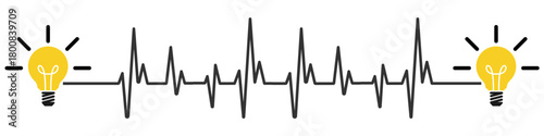 Light Bulb with Heart Beat Line Vector Ideal for concepts combining health, ideas, vital signs, energy, and innovation in medical or technology fields.