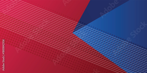 Blue red abstract presentation background with wave stripe lines