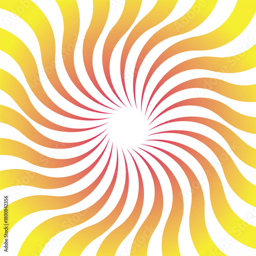 Vector Illustration. Golden Wavy Stripes Running from the Center. Geometric Abstract Background. Suitable for textile, fabric, packaging and web.