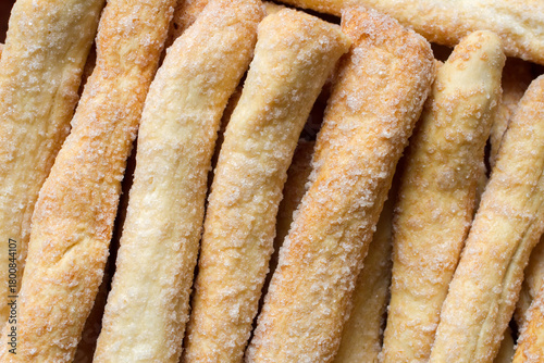 Cookies sweet breadsticks close-up. Texture of Baked Goods
