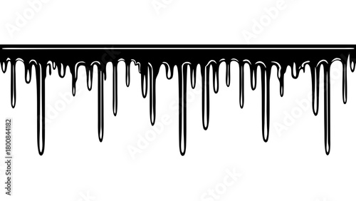 Black Silhouette of Dripping Paint, Slime, or Melting Icicles and Drips Vector
