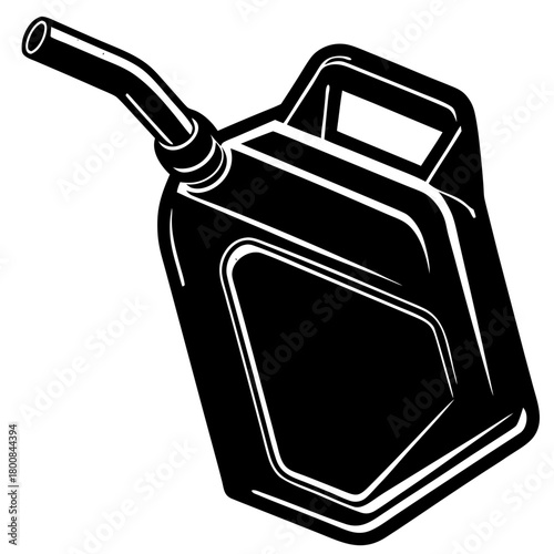Black Silhouette of a Portable Gas Can, Fuel Jerrycan, or Oil Container Vector Icon