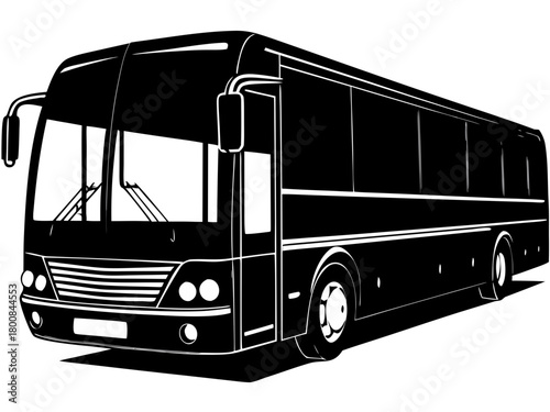 Black Silhouette of a City Bus or Coach Vector Icon