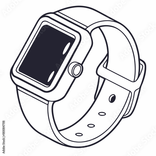 Smartwatch outline isolated on, wearable technology vector design
