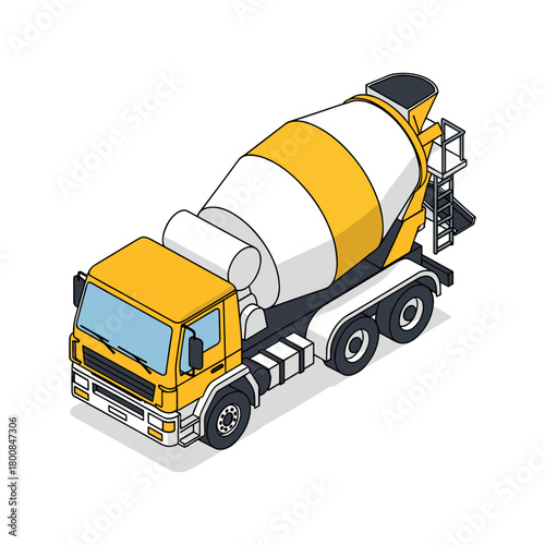 isometric of a cement truck concrete mixer truck