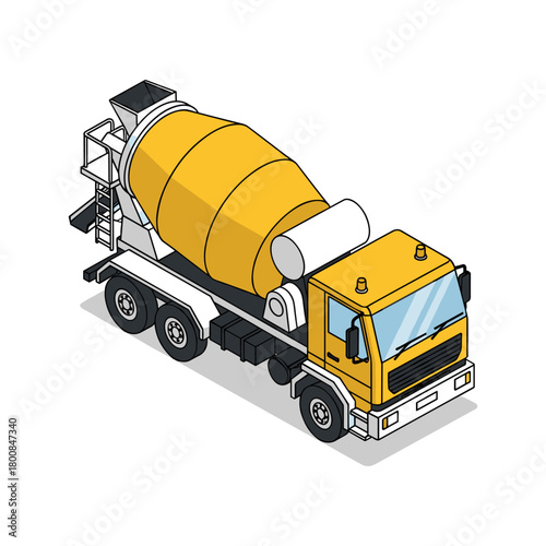 isometric vector illustration of a cement truck
