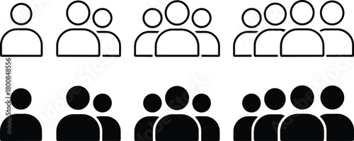 User group icons: single person, two, three, four people in outline and solid styles