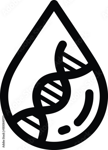 Dna double helix in liquid drop icon, genetic code, biology, medical analysis, healthcare