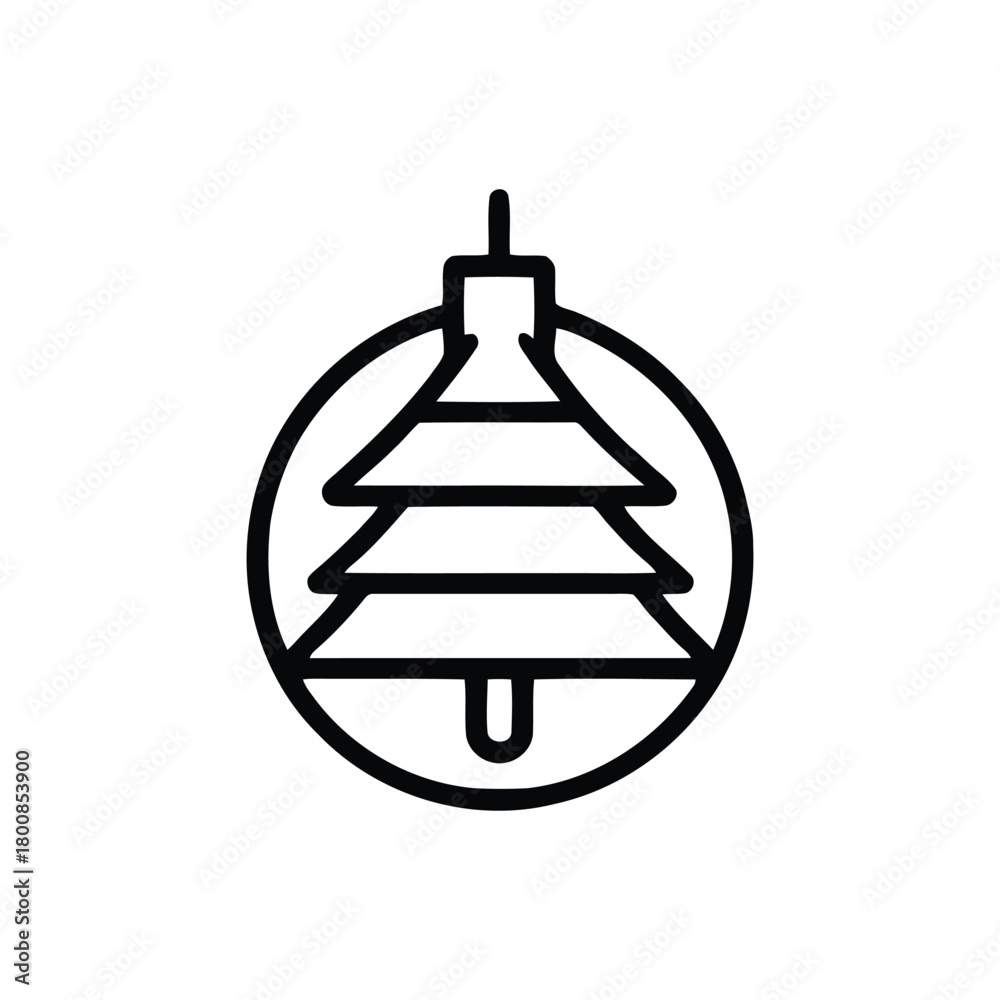Fototapeta premium Fierce Christmas tree ornament icon