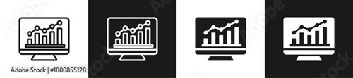 Statistics Line N Glyph Icon In White And Black Background
