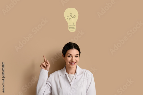 Female inventor with paper ...