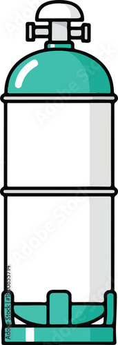 Oxygen tank in teal and white suitable for medical or emergency graphic design projects, healthcare articles, or educational presentations.