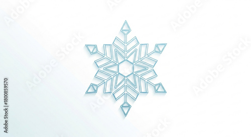 A delicate, light blue snowflake with intricate geometric patterns, isolated on, embodies the beauty of winters crystalline formations