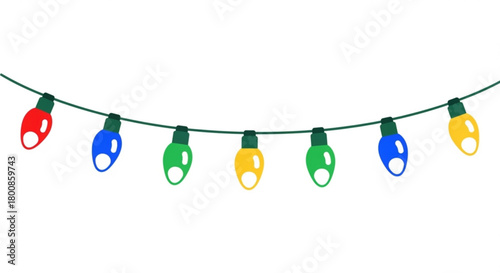 String of colorful christmas lights isolated on, festive decoration for holiday season, bright and cheerful, creating a warm atmosphere