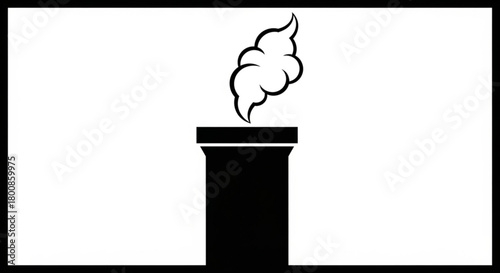 A chimney with smoke billowing out, isolated on, a simple yet evocative image representing warmth, home, or industrial activity