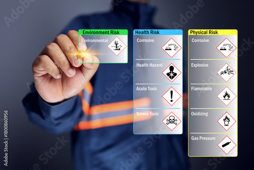 msds material safety data sheet concept with safety staff checking hazardous list or dangerous goods to specified the substance properties risk to health, environment and physical