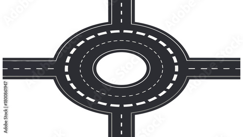 Modern roundabout road intersection design, perfect for transportation planning and driving safety visuals, navigation apps, and urban development presentations