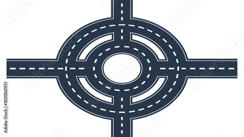 Modern roundabout illustration for urban planning schemes, highway design, road traffic concepts, and city development projects, originally a scalable graphic